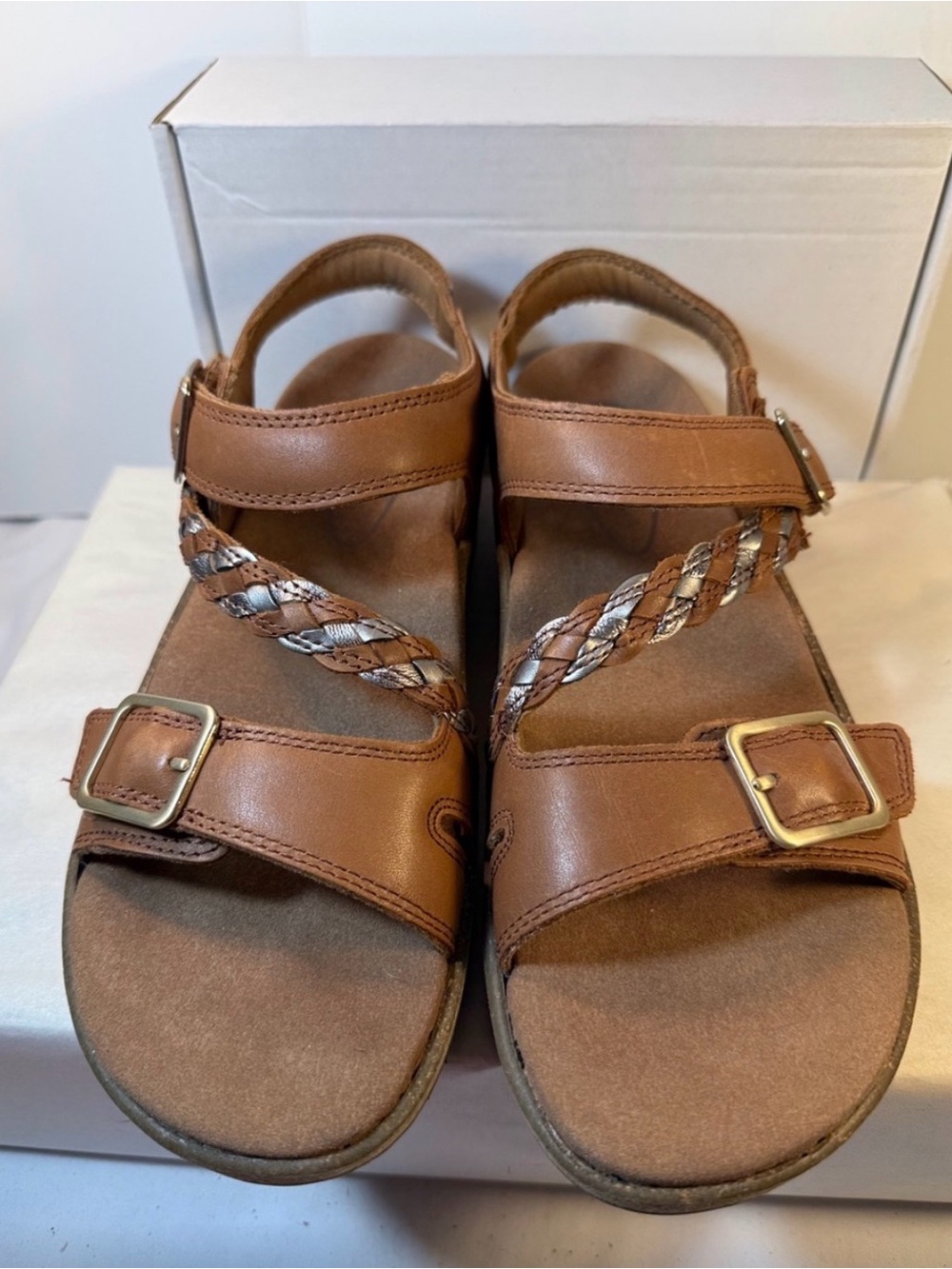 Orthofeet Wedge Sandals in Brown with Adjustable Buckles Like New - Picture 3 of 8